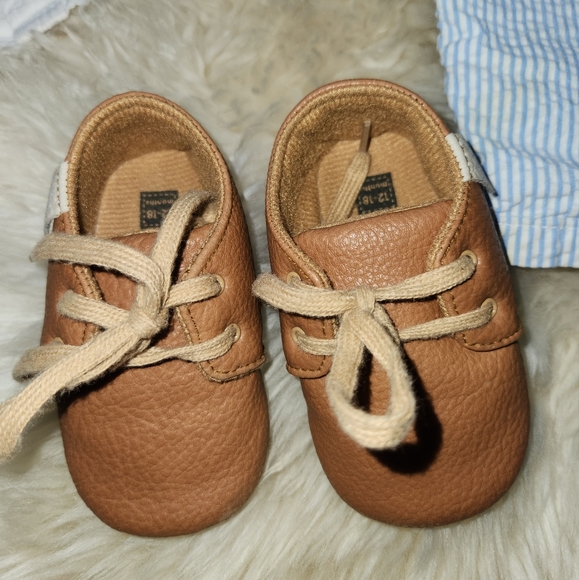 Janie & Jack seersucker boys outfit with tan shoes (12-18mos) - Picture 7 of 7